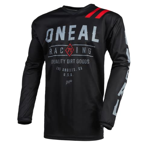 ONEAL | Motorcycle-Jersey | Enduro Motocross | Breathable Fabric, Padded Elbow Protection, fit for Maximum Freedom of Movement | Jersey Element Dirt | Adult | Black Grey | Size S