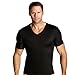 Insta Slim Men’s Slimming Compression Fitted Short Sleeve V-Neck T-Shirt for Working Out, Gym, Special Occasions, Back Support, Everyday Wear (Black-Small) (Made in The USA)