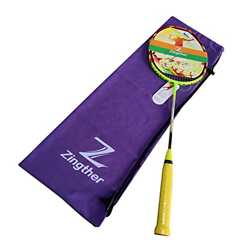 Zingther Professional Graphite Badminton Racket for Kids, Men & Women, with Yellow String, 82+/-2g Weight, Strung at 22lb (1-Pack, Pre-Strung at 22lb) - Thumbnail 6