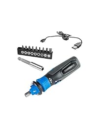 HAMMERHEAD - Destornillador recargable de litio de 4 V con sensor de circuito patentado y kit de 9 puntas con innovador agarre de puntas