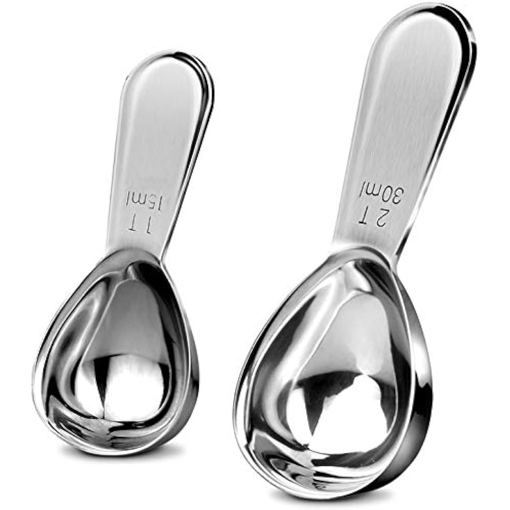 Endurance Stainless Steel Coffee Scoops, 2 Piece Ergonomic Measuring