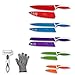 Chef Grids Colorful Knife Set with Knife covers, with Multipurpose Peeler and Single protective glove | 12-piece Kitchen Knives set Rainbow Knife Set with assorted Colored Knives