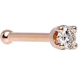 14k Rose Gold 2mm (0.030 cttw) Genuine Diamond Nose Bone 20 Gauge