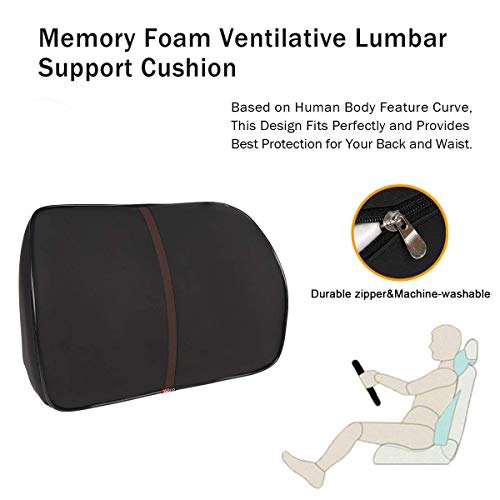 image for Anyshock Car Headrest Lumbar Pillow Neck Back Support 100% Memory Foam