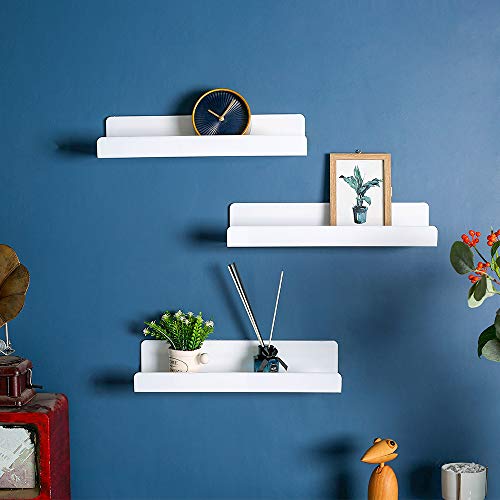 IEEK 15 Inch White Floating Wall Shelf,Modern Picture Display Ledge and