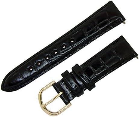 18mm-S Short Black Crocodile Grain Leather Sport / Dress Men's/Ladies Watch Band