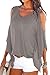 Pink Queen Lady's Vogue Shoulder Off Loose Dolman Top Blouse Gray Size XL