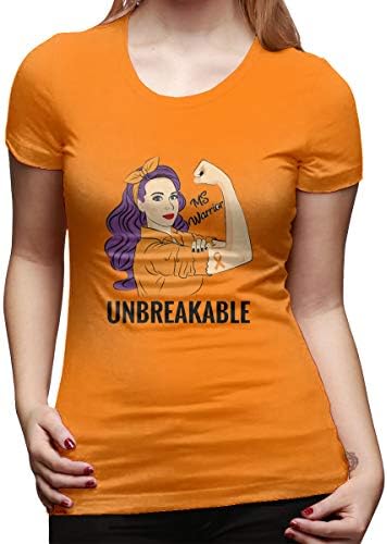 Cghtaym Multiple Sclerosis Awareness Ms Warrior Unbreakable Women's Funny Humor Pattern Short Sleeve T Shirt Girls Tee Top
