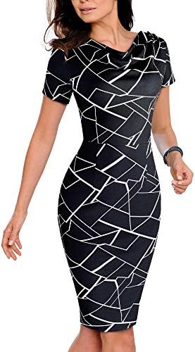 VELJIE Womens Cowl Neck Printed Wear to Work Party Dresses
