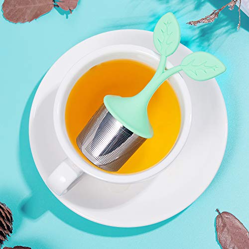 Senbowe 3 Pack Extra Fine Mesh Tea Infuser/Tea Strainer Steeper with Drip Tray - 18/8 Stainless Steel Fine Mesh Tea Cup with BPA-Free Silicone Lid - Perfect Tea Balls Tea Strainers for Tea Lovers