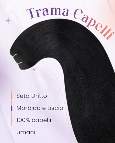 LaaVoo 60cm Real Hair Extensions Black Jet Weft 120g Light Remy Light Weight Length Daily Use #1