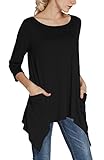 Urban CoCo Women's Plus Size Pocket Tunic Tops 3/4 Sleeve Shirt (XL, Black)