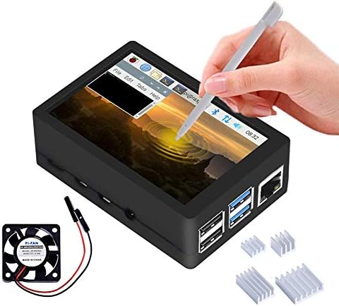 owootecc 3.5 inch Touch Screen with Case for Raspberry Pi 5/4B, with Fan and Heatsinks