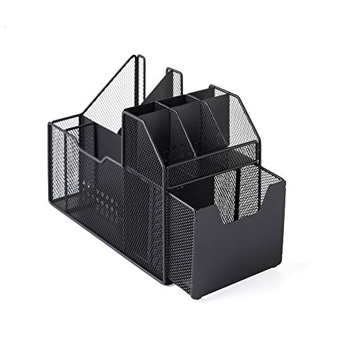 Nifty Coffee Condiment Organizer – Black Countertop Storage Organizer, Caddy Holder for Cups, Lids, Creamers, Sugars, Tea Packets in Kitchen or Office Breakroom