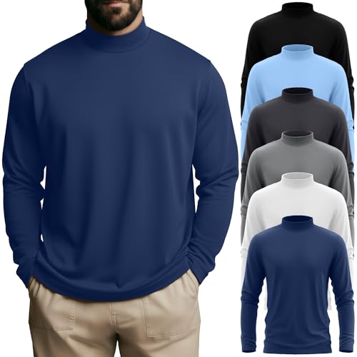 Oakgarden 6 Packs Men's Big and Tall Mock Neck Long Sleeve Tops… at Amazon