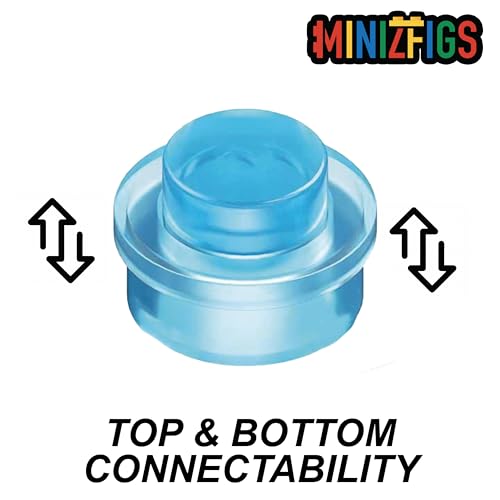 1050PCS Trans-Blue 1x1 Round Plates Bulk Building Blocks Parts and Pieces Dots Pieces Circle Studs Flat Brick Plate Set 100% Compatible with All Major Building Toy Brands 4073