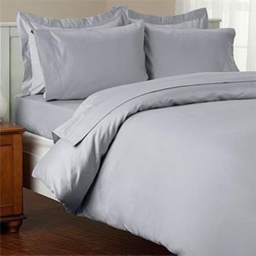 Amazon Basic Hotel Collection 800TC 3pc Duvet Cover Set 100% Egyptian Cotton Twin XL Size Silver Grey Solid