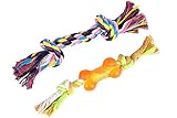 BINGPET Dog Dental Chew Toy Set Interactive Bone and Rope for Puppy Small Dogs