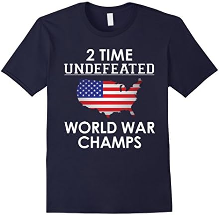 Mens 2 Time Undefeated World War Champs USA T-Shirt 3XL Navy