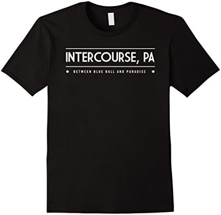 Men's Intercourse PA T-Shirt Between Blue Ball and Paradise Tee Large Black