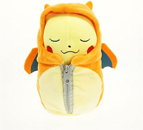 20cm 8" Pokemon Pikachu in Charizard Sleeping Bag Plush Toy Stuffed Doll Figure Close Eyes Ver.