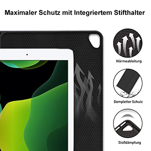 JADEMALL Tastatur Hülle für iPad 9/8/7 Generation 2021/2020/2018, iPad Pro 10.5 Zoll, iPad Air 3 Hülle mit Magnetische Bluetooth QWERTZ-Deutsche Tastatur, iPad 10.2 Tastatur Hülle, Schwarz