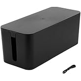 Resulzon Mini Cable Management Cord Cover Wire Hider Box Concealer Organizer Protector System for Home Theater Entertainment Center Office School (Mini, Black)