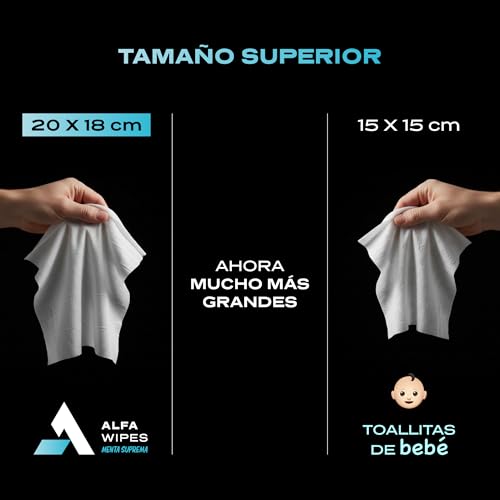 Alfa Wipes Toallitas Humedas para Adulto Extra Grandes y Gruesas, Desechables en Inodoro, Menta Suprema, Hipoalergénicas, con Aloe, Vitamina E, Manzanilla | 3 paquetes con 50 toallitas c/u (150 Toallitas)