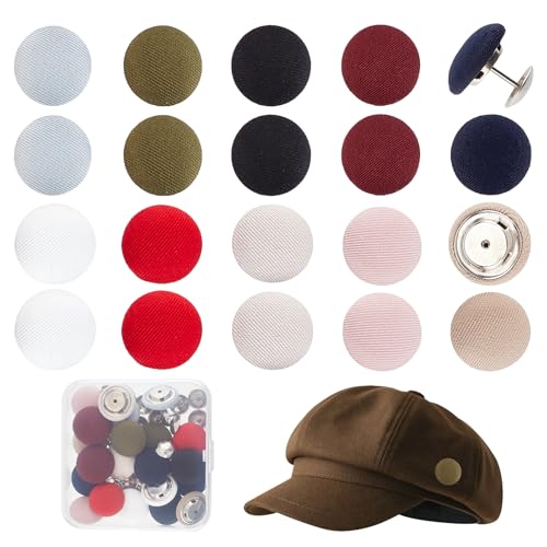 20 Sets 10 Colors Baseball Cap Button, 17mm Fabric Cloth Covered Buttons at Amazon
