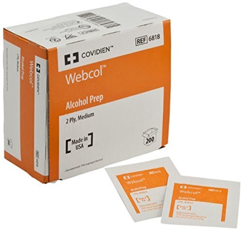 Kendall/Covidien Webcol Alcohol Medium Prep Pads (6 BX of 200 totaling 1200)