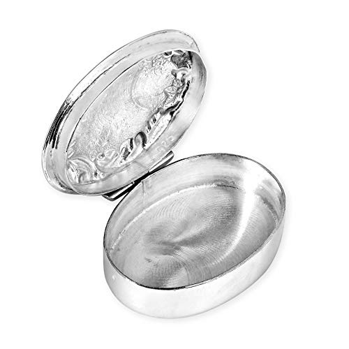 AeraVida Victorian Floral Style Oval .925 Sterling Silver Pill Box Keepsake