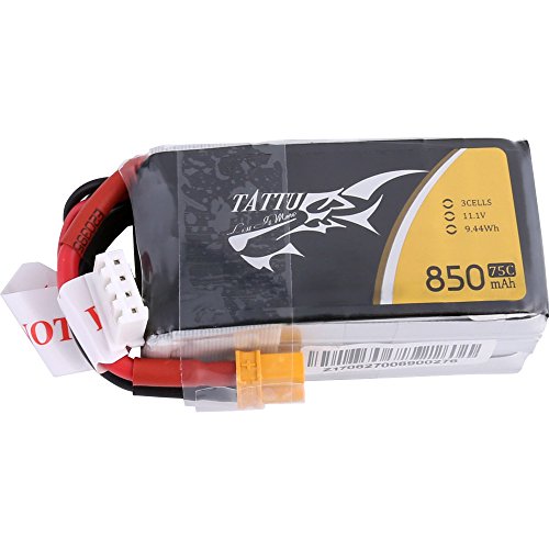 Tattu 11.1V 3S 850mAh 75C LiPo Battery Pack with XT30 Plug for 150mm to 180mm Size FPV Racing Quadcopters