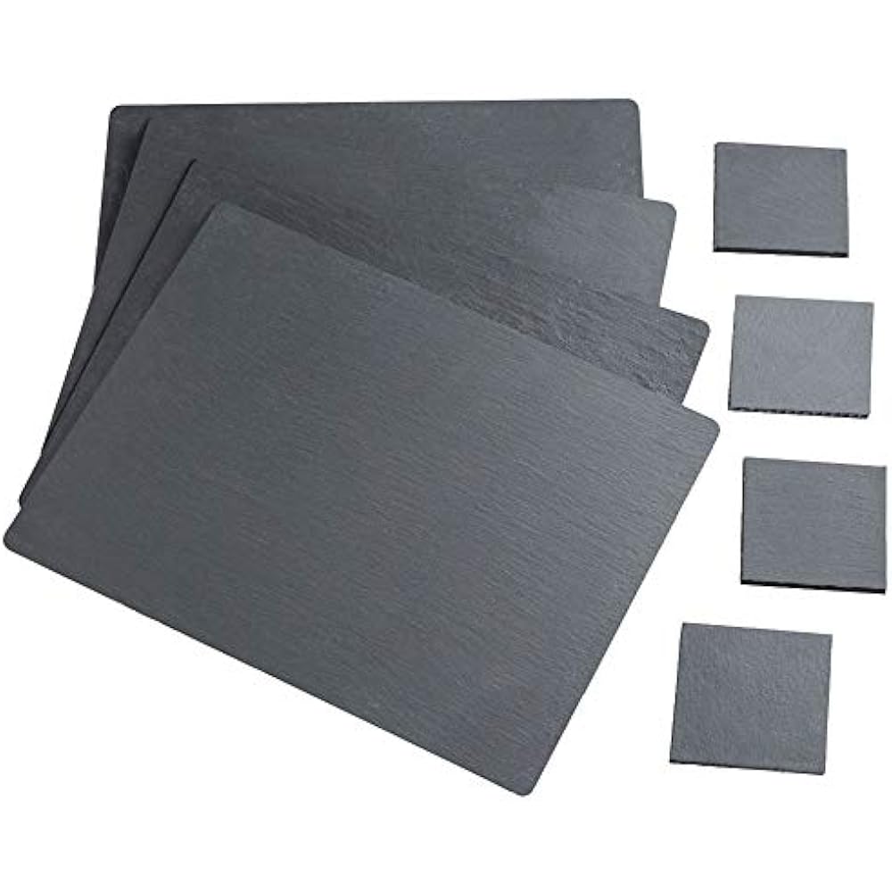 VonShef Place Mats Natural Slate Placemat And Coaster Dining Table Set