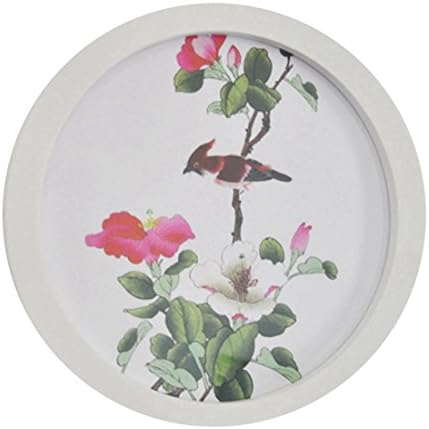 Zhaoke Round Picture Frame Wood Photo Frame Vintage Hanging Picture Display Organizer Holder for Living Room Home Wall Decor White 8 inch