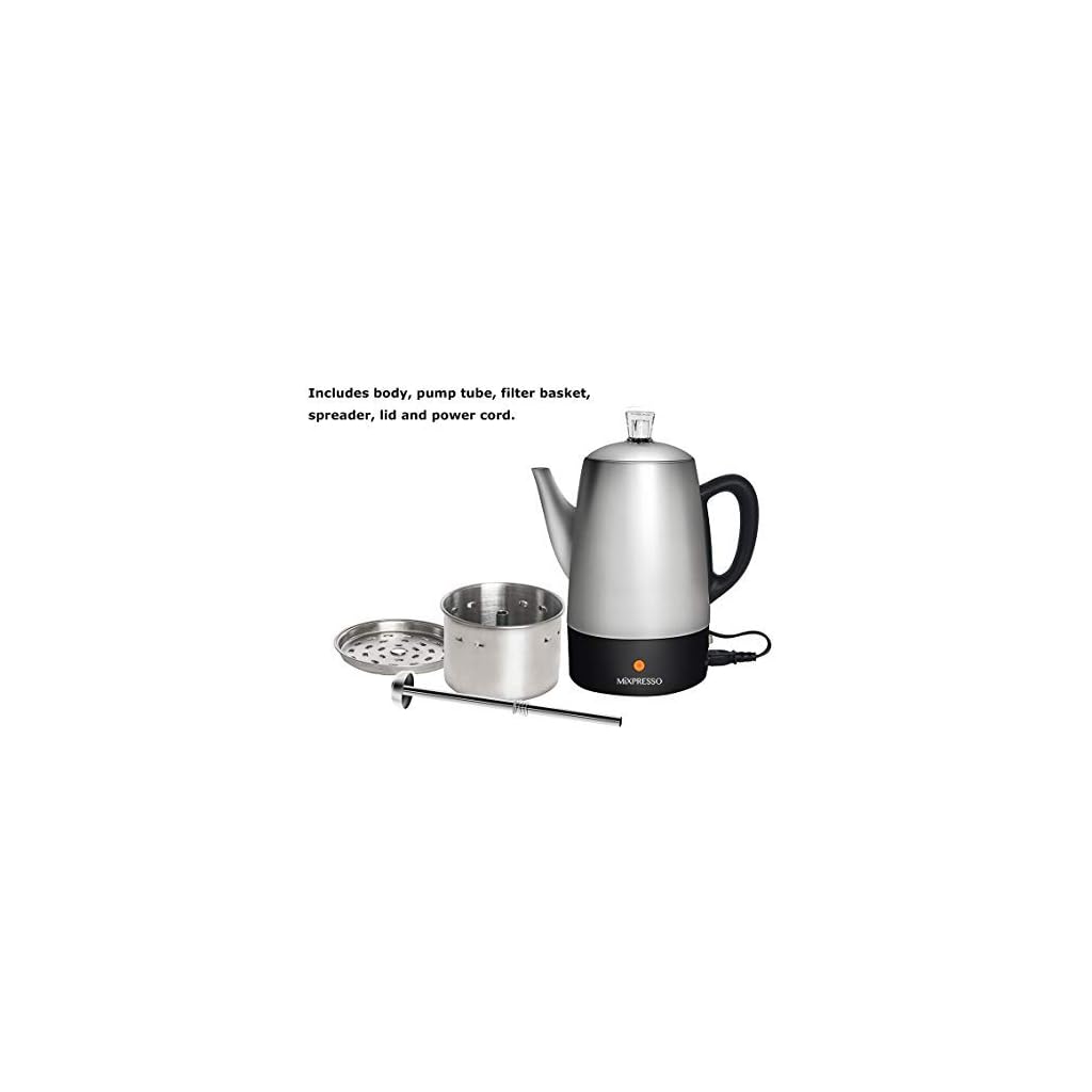Mixpresso Electric Percolator Coffee Pot Stainless Steel Coffee Maker