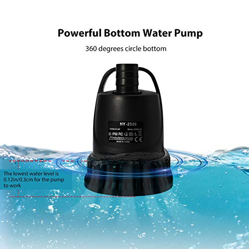 MQ 400 GPH Submersible Water Pump with Handle (25W), Ultra Quiet Pump with 6.9 ft High Lift, Fountain Pump with 3 Nozzles for Fish Tank, Pond, Aquarium, Hydroponics - Thumbnail 3