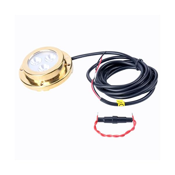 Amarine-made-LED-Underwater-Boat-Surface-Mount-Light-3w-3w-Blue-Bronze-Housing-Waterproof-Ip-68