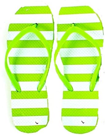 DollarMaxVI Women's Flip Flops Striped Pastel Green (Small)
