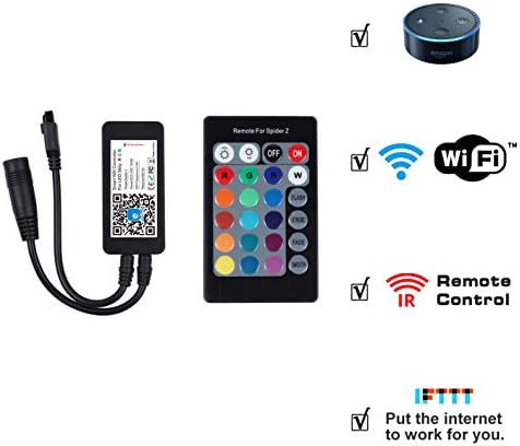 PierShine Alexa WIFI RGB Mini Controller, 24 Keys Remote Control, Compatible with Alexa