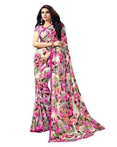 Womens Georgette Saree With Unstiched Blouse Piece (SHAILY_NAARI2004SSSR001_Multicolored)