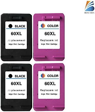 Bosumon Remanufactured Ink Cartridge Replacement for HP 60 XL Compatible for Photosmart C4600 C4610 C4635 C4640 C4650 C4680 C4683 C4685(2 Black &amp; 2 Color, 4-Pack)