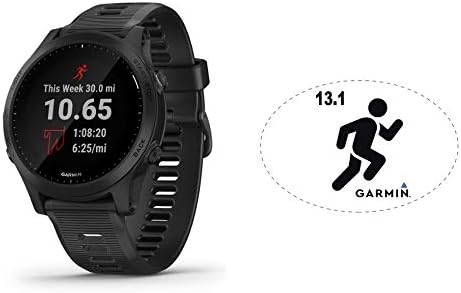 HRM Garmin Forerunner 945 GPS Running Watch Black Bundle with 6x4 Oval Car Magnet