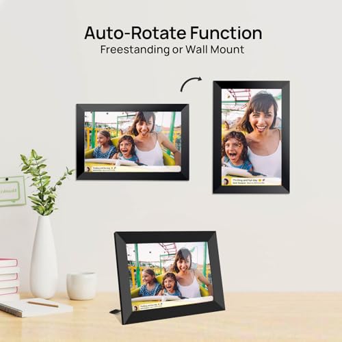 AKImart Marco Digital FRAMEO WiFi de 10.1" con Pantalla IPS táctil (1280x800). Rotación automática, Memoria Interna de 32 GB. Envía Fotos al Instante Desde Cualquier Lugar con la App Frameo