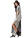 MakeMeChic Women's Boho Maxi Short Sleeve Split Pockets Tie Dye Long Dress Grey L
