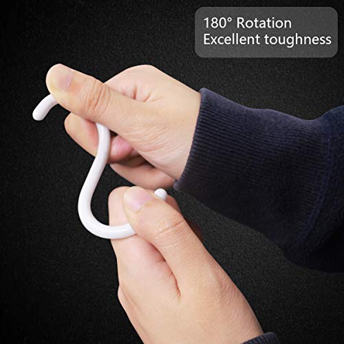 Qulable 24 Packs Shower Curtain Rings Plastic Curtain C Rings Hook Hanger Bath Drape Loop Clip Glide Bathroom Shower Window Rod (White) - Thumbnail 4