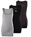 Moxeay Womens Extra Long Stretch Cotton Tank Top Assorted (X-Large,Pack of 3)