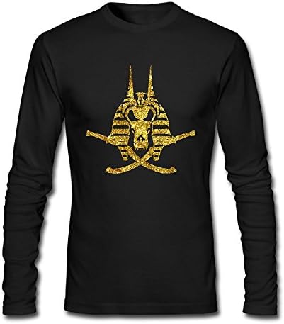 Men Ancient Egyptian God Anpu Long Sleeve Athletic Cotton Crew Neck T-Shirt
