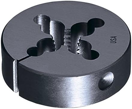 Greenfield Threading 402290 Round Adjustable Die, 1.5" OD, 7/16" - 14 UNC, Carbon Steel, Uncoated (Bright) Coating, Right Cut