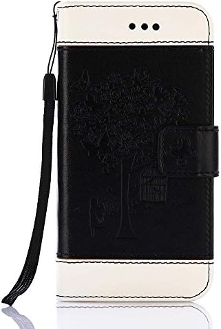 Galaxy S8 Plus Wallet Case [Free Tempered Glass Screen Protector], ESSTORE-EU Butterfly Pattern Folding with Stand Magnetic Premium PU Leather Case Cover for Samsung Galaxy S8 Plus, Black