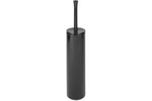 InterDesign UNA Slim Toilet Bowl Brush and Holder for Bathroom Storage - Black